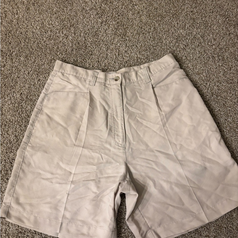 Unisex Adidas Classic Pleated Cotton Shorts - Cream